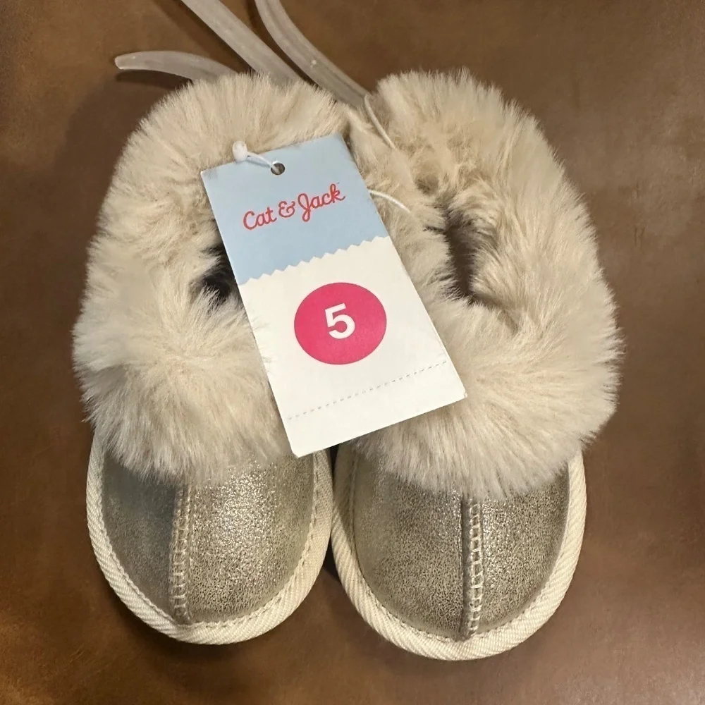 Cat & Jack Toddler Gold Piper Scuff Slippers